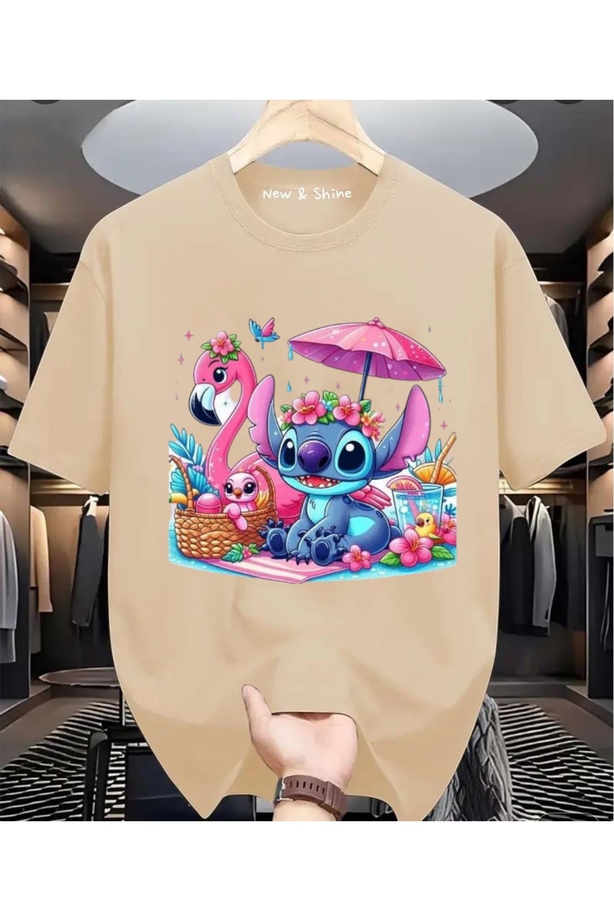 New Shine Stitch Baskılı Oversize T-Shirt