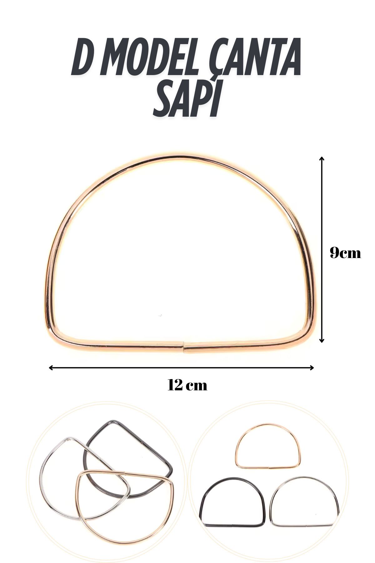 Kardelux D Model Çanta Sapı (Çift) - Çanta Halkası - 12cm