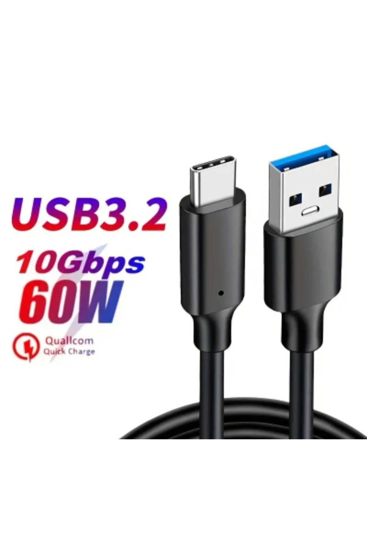 HUXBEE 1 Metre 60 W USB A dan USB C ye ( şarj veri data ) Kablosu