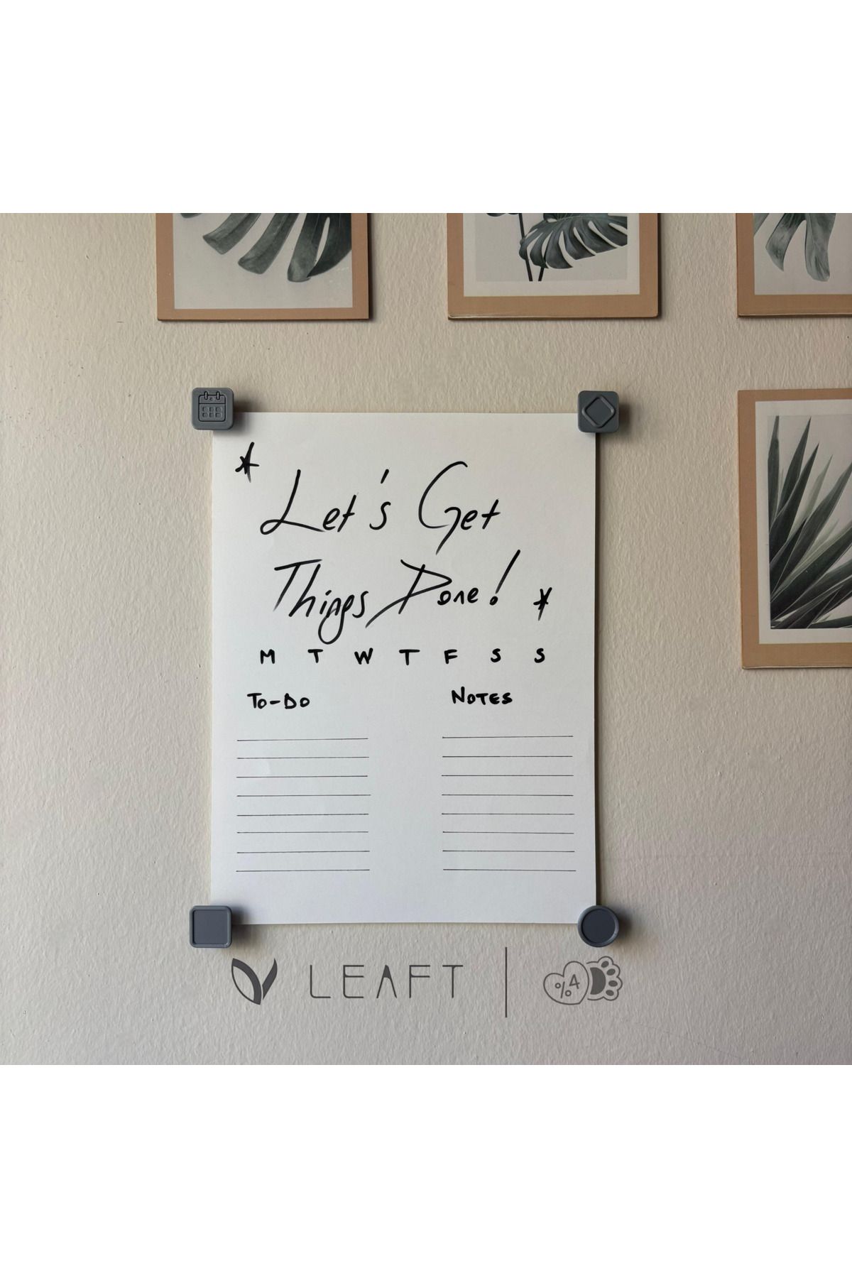 Leaft Design Ofis Tipi 4'lü Pano Mıknatısı Seti - Not, Takvim, Fotoğraf Tutucu