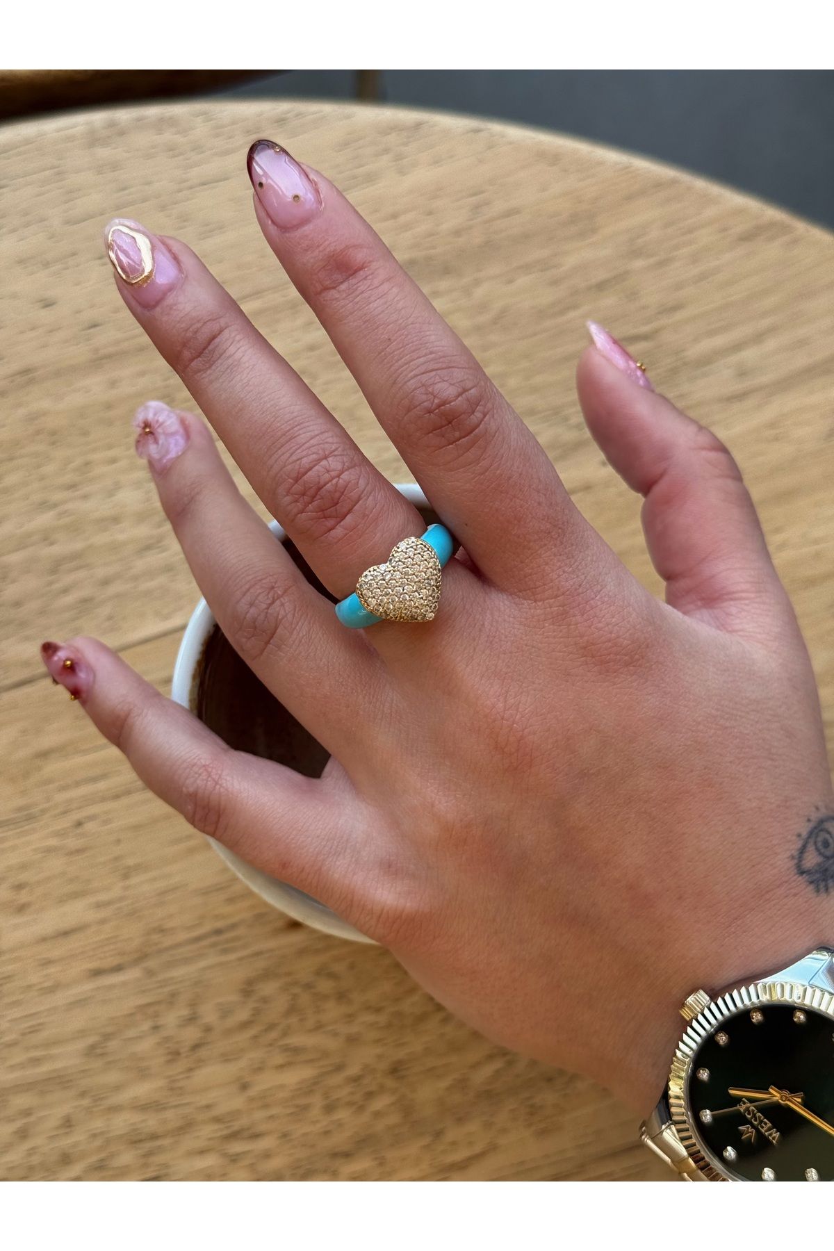 HeyYou Jewelry Ayarlı kalp yüzük