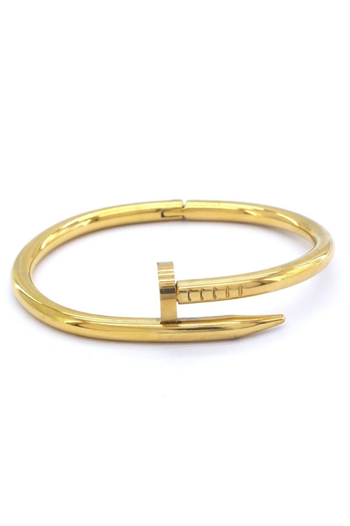 Remiuse Çivi Model Gold Çelik Bileklik Kelepçe