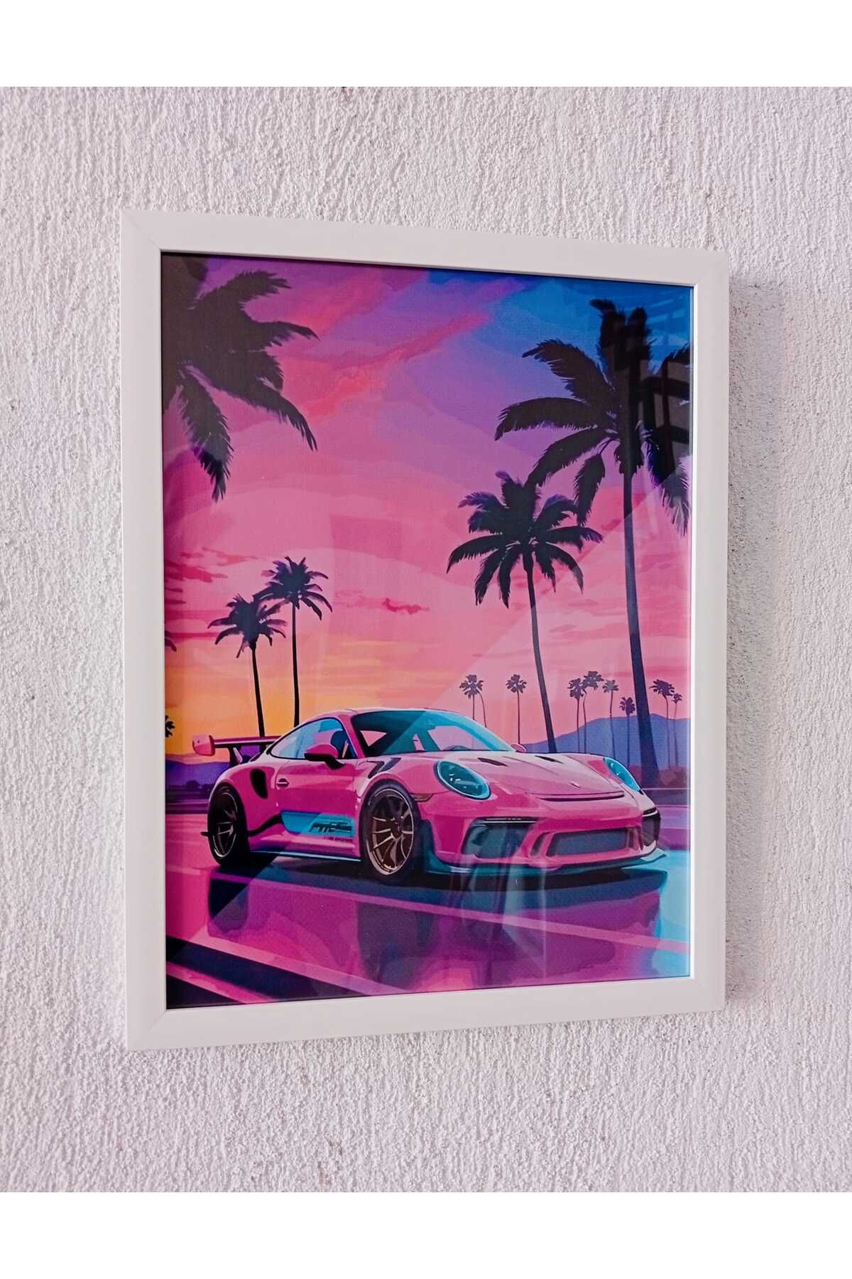Erdizayn 30x42 cm Porsche Poster Çerçeveli Hediyelik Dekorasyon Tablo