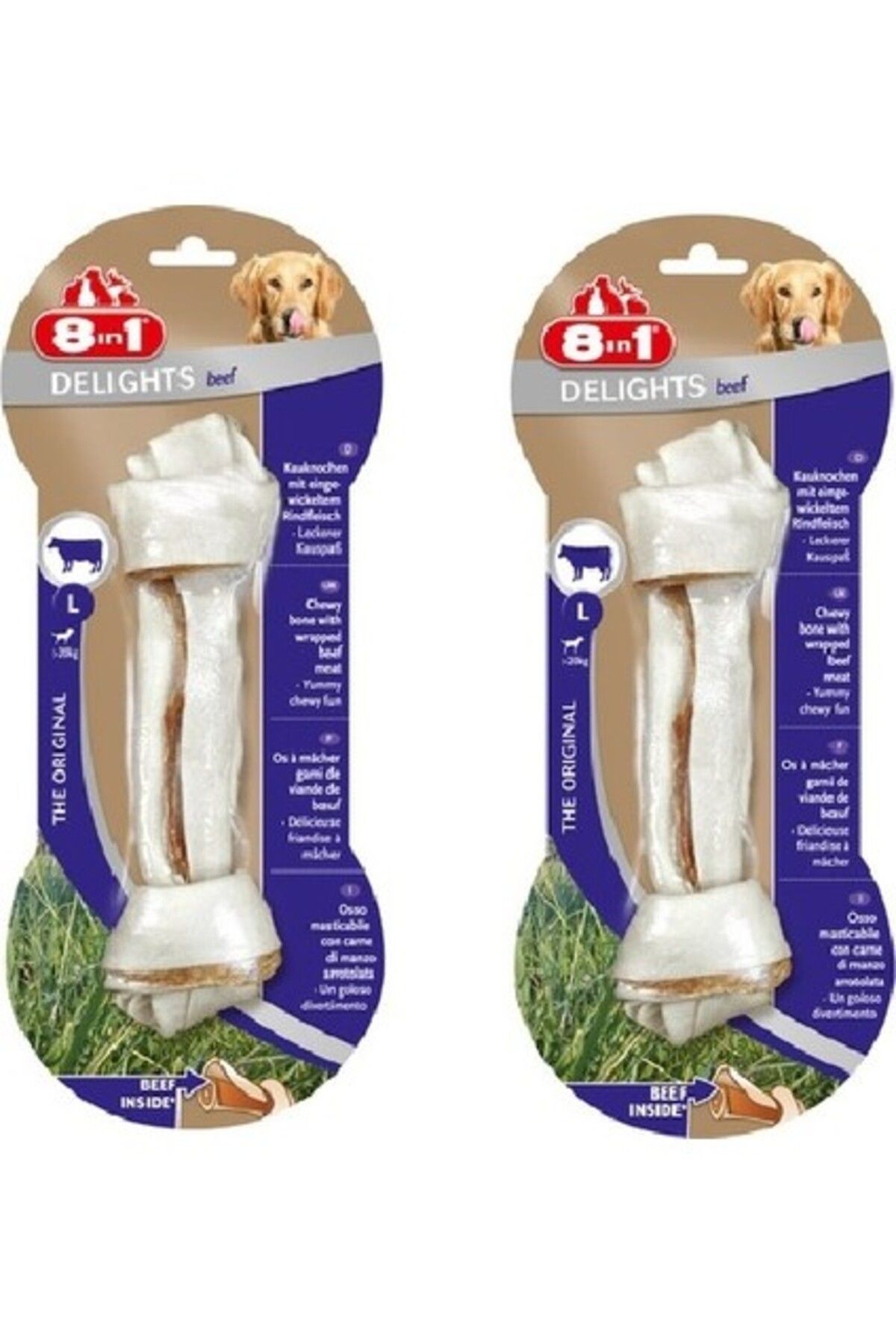 Orqinel 8in1 Delights Bones Large Biftekli Köpek Ödül Kemiği 85 gr. x 2 Adet