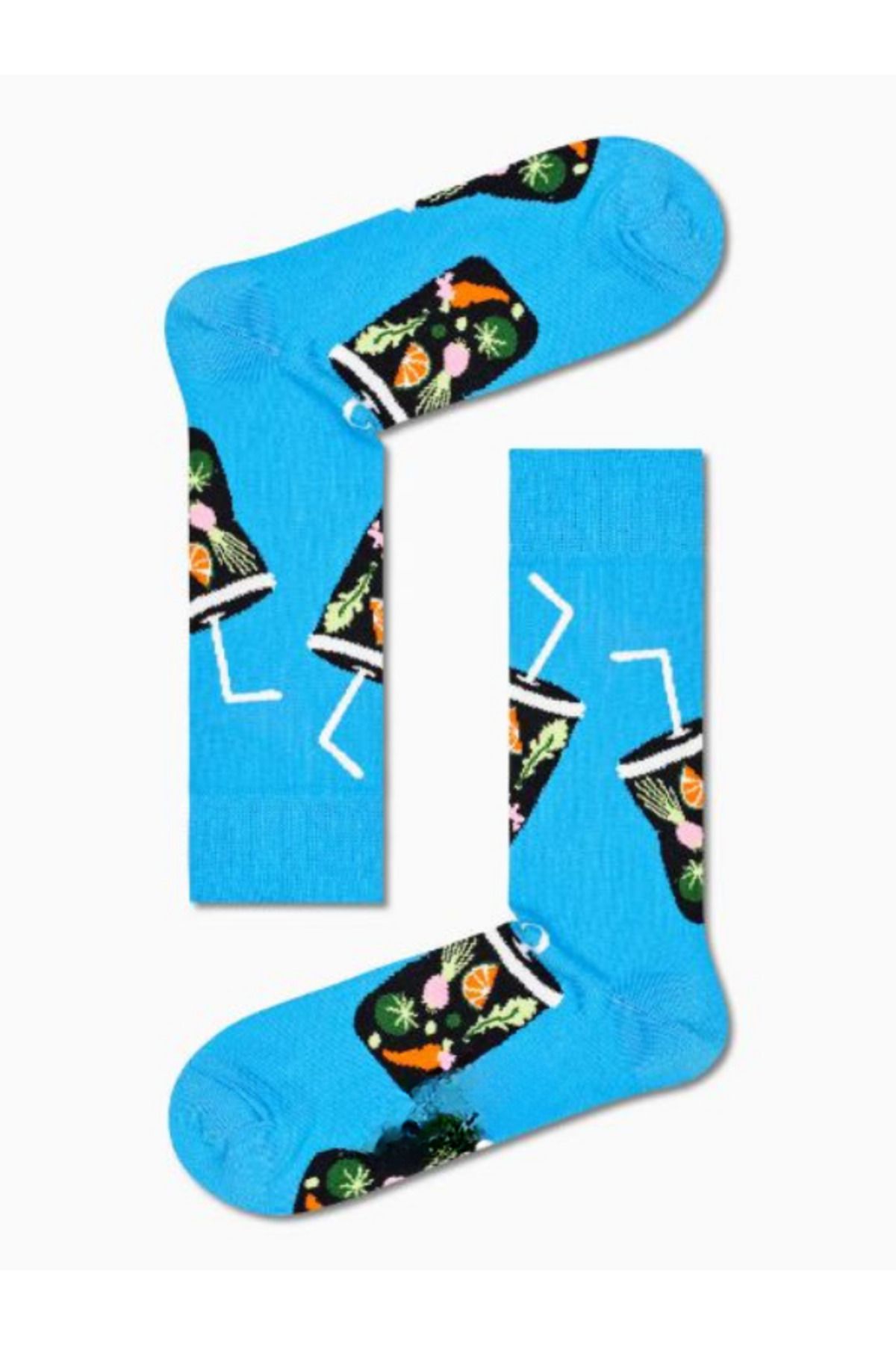 Shuttle Park Özel Seri Mavi Happy Renkli Socks Smoothie Desenli Eğlenceli Rahat Tasarım Tarz Soket Dikişsiz Çorap
