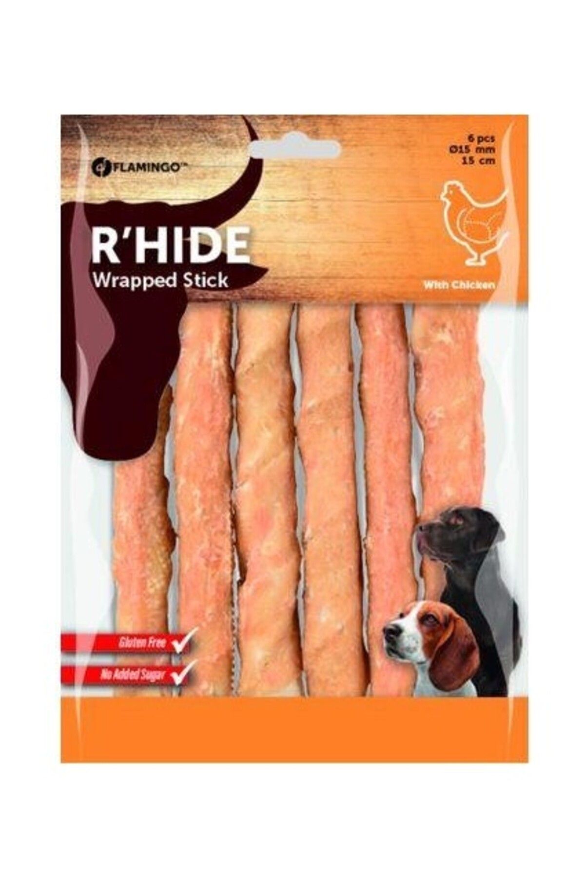 Orqinel Flamingo R'hide Wrapped Sticks Tavuklu Köpek Ödülü 6'lı 15 cm
