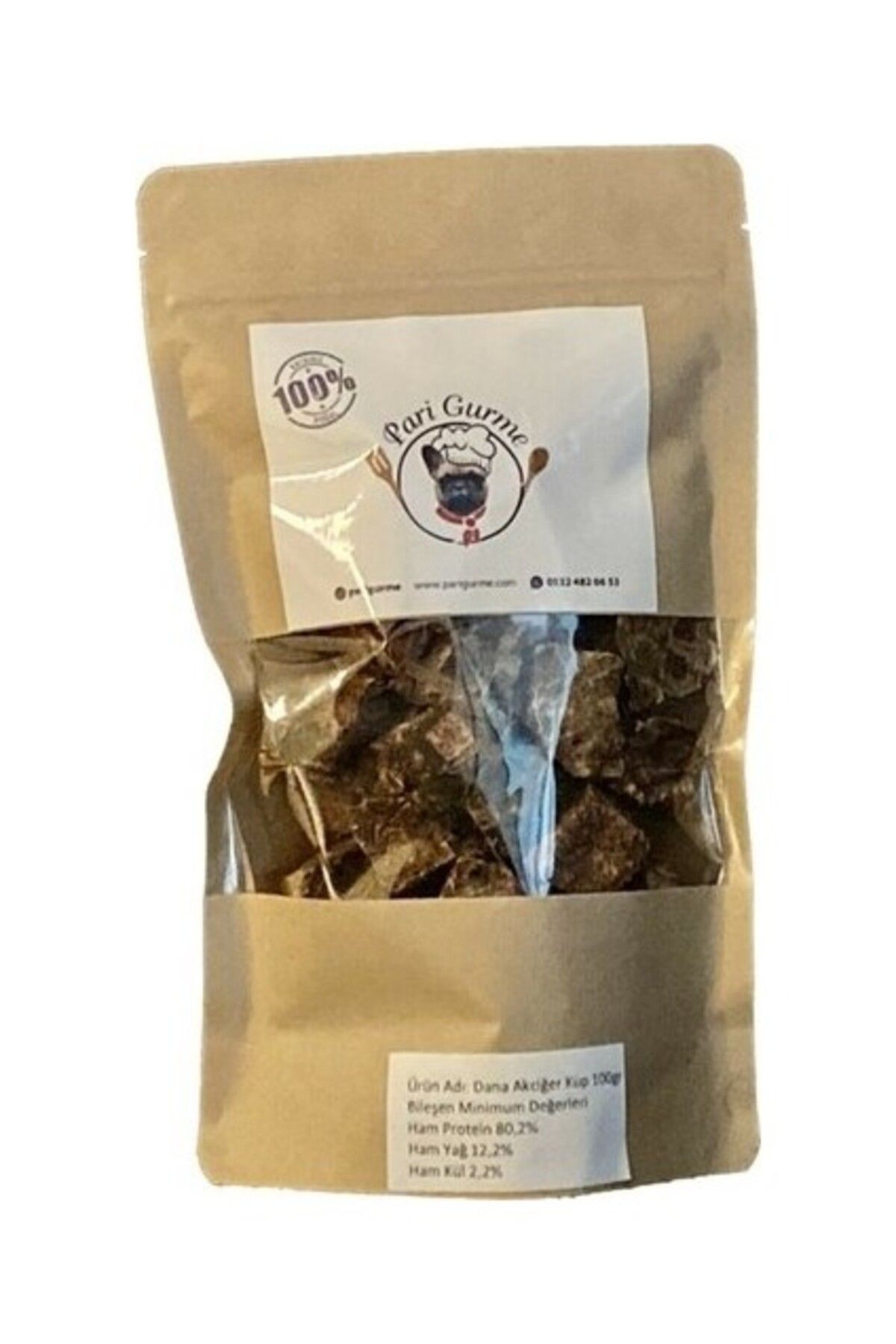 Orqinel Pari Gurme Dana Küp Ciğer 1x1 Köpek Ödülü %100 Doğal Naturel 100 gr