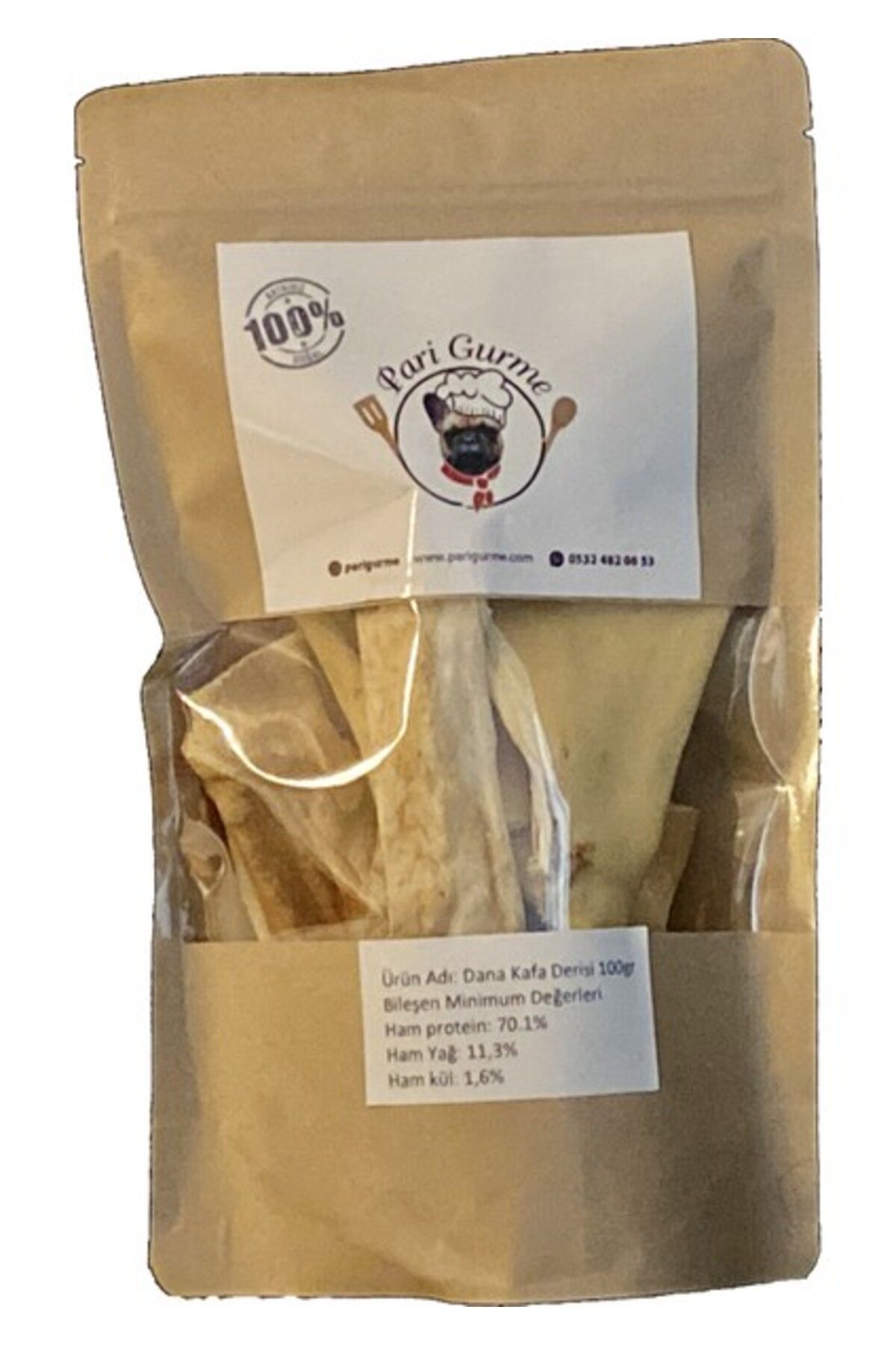 Orqinel Pari Gurme Dana Kafa Derisi Köpek Ödülü %100 Doğal Naturel 150GR