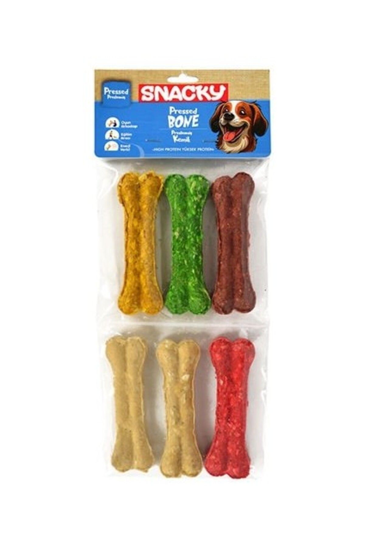 Orqinel Snacky Munchy Renkli Press Köpek Çiğneme Kemiği 6 Adet 255 gr