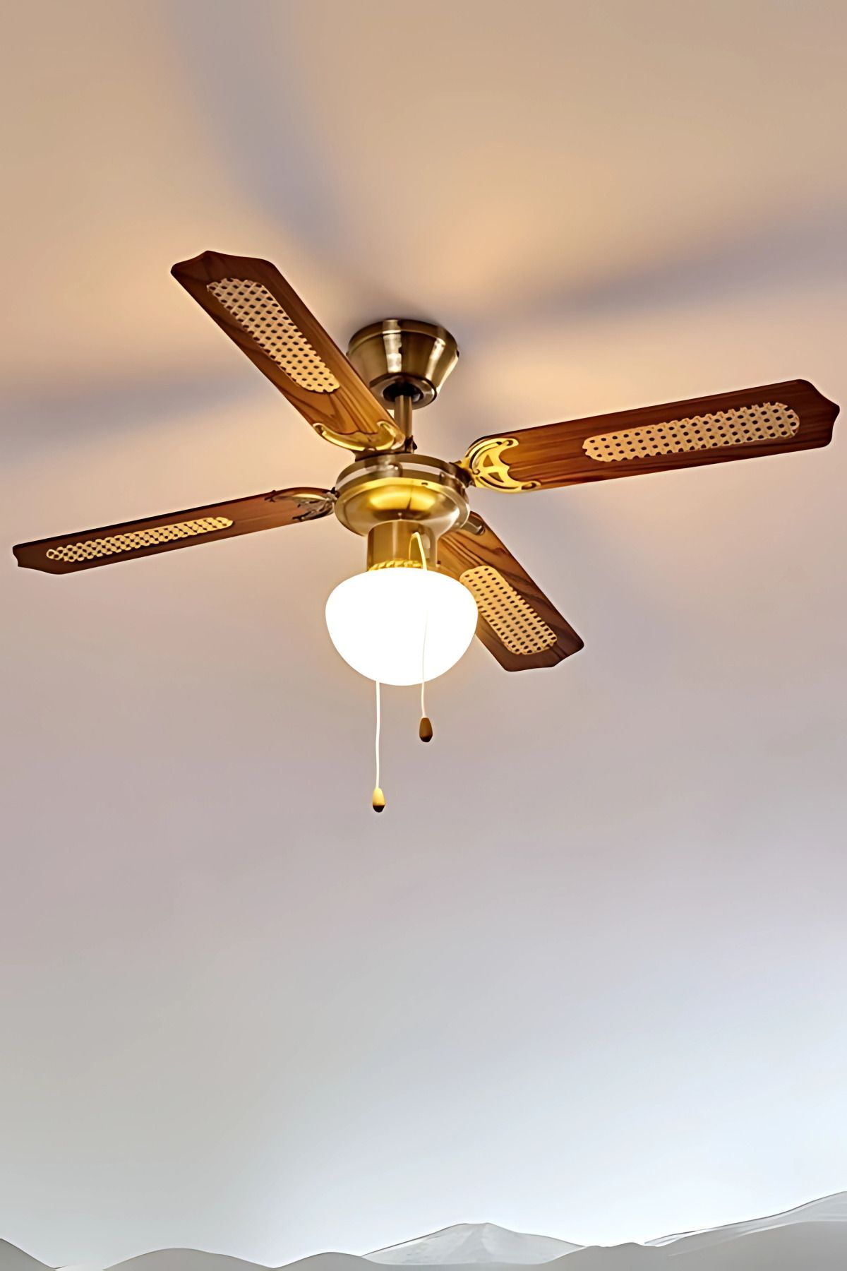 Go İthalat Tavan Vantilatörü 2in1 Avize 42" Bronz 4 Kanat Led 55W Sessiz Yazlık Vantilatör