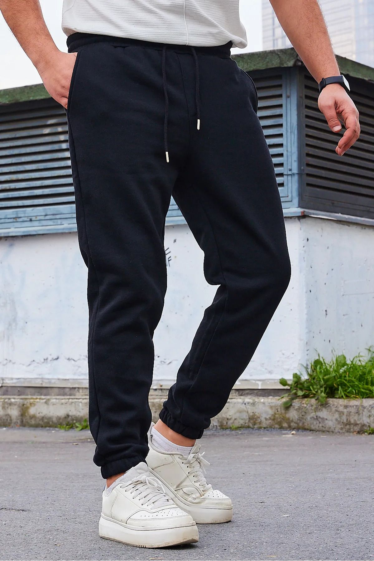 LC Waikiki %100 Pamuk Beli Lastikli Bağlamalı Düz Erkek Jogger Eşofman Altı Günlük Kullanım
