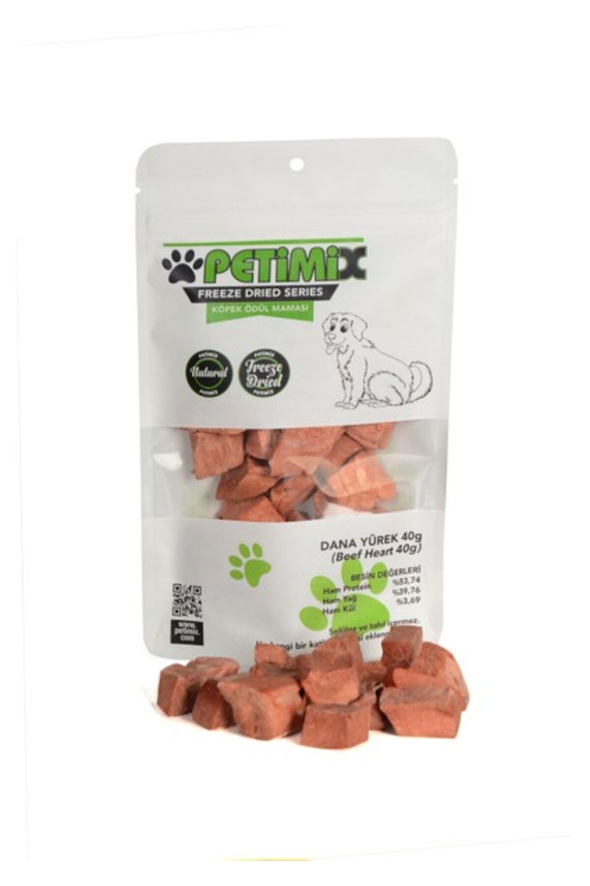 Orqinel Petimix Freeze Dry Dana Yürek 40 gr Barf Köpek Ödül Maması