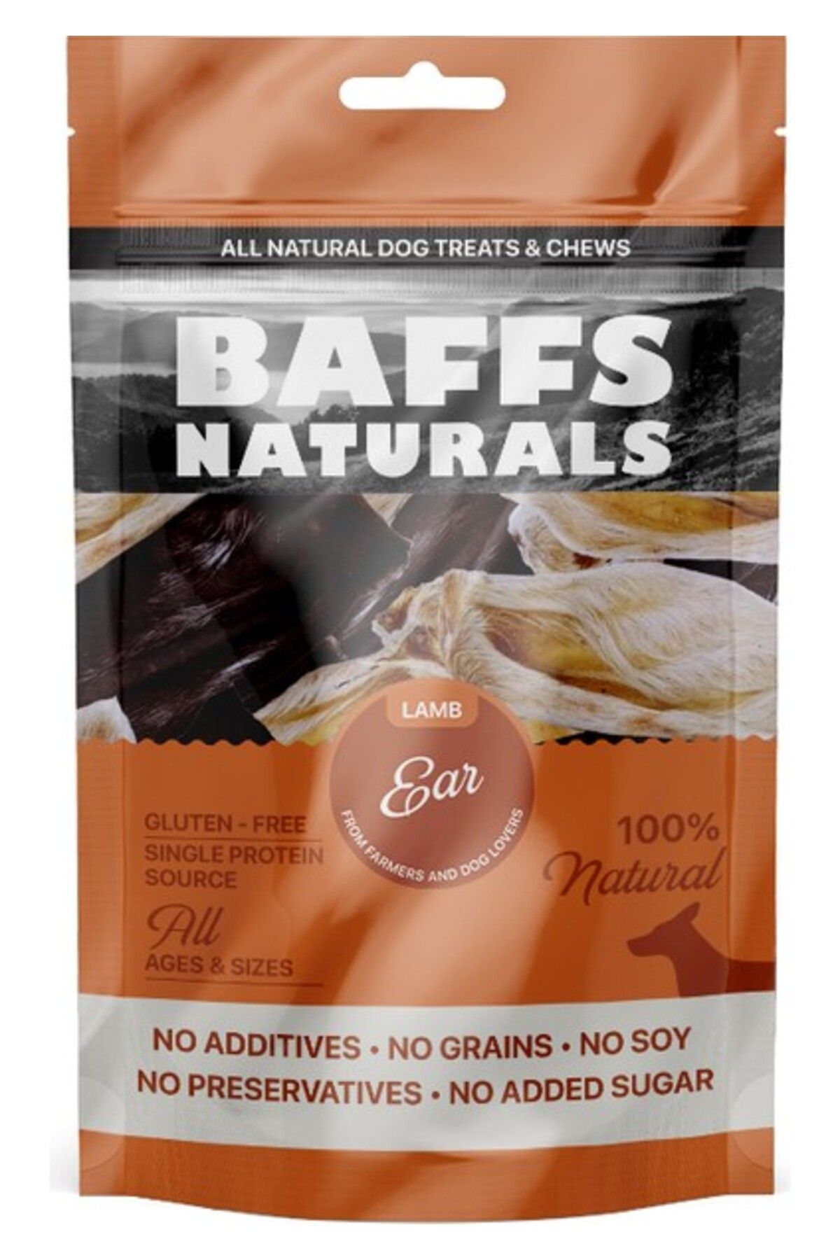 Orqinel Baffs Natural Kurutulmuş Kuzu Kulak %100 Doğal Çiğnemelik Köpek Ödül Maması 100 gr