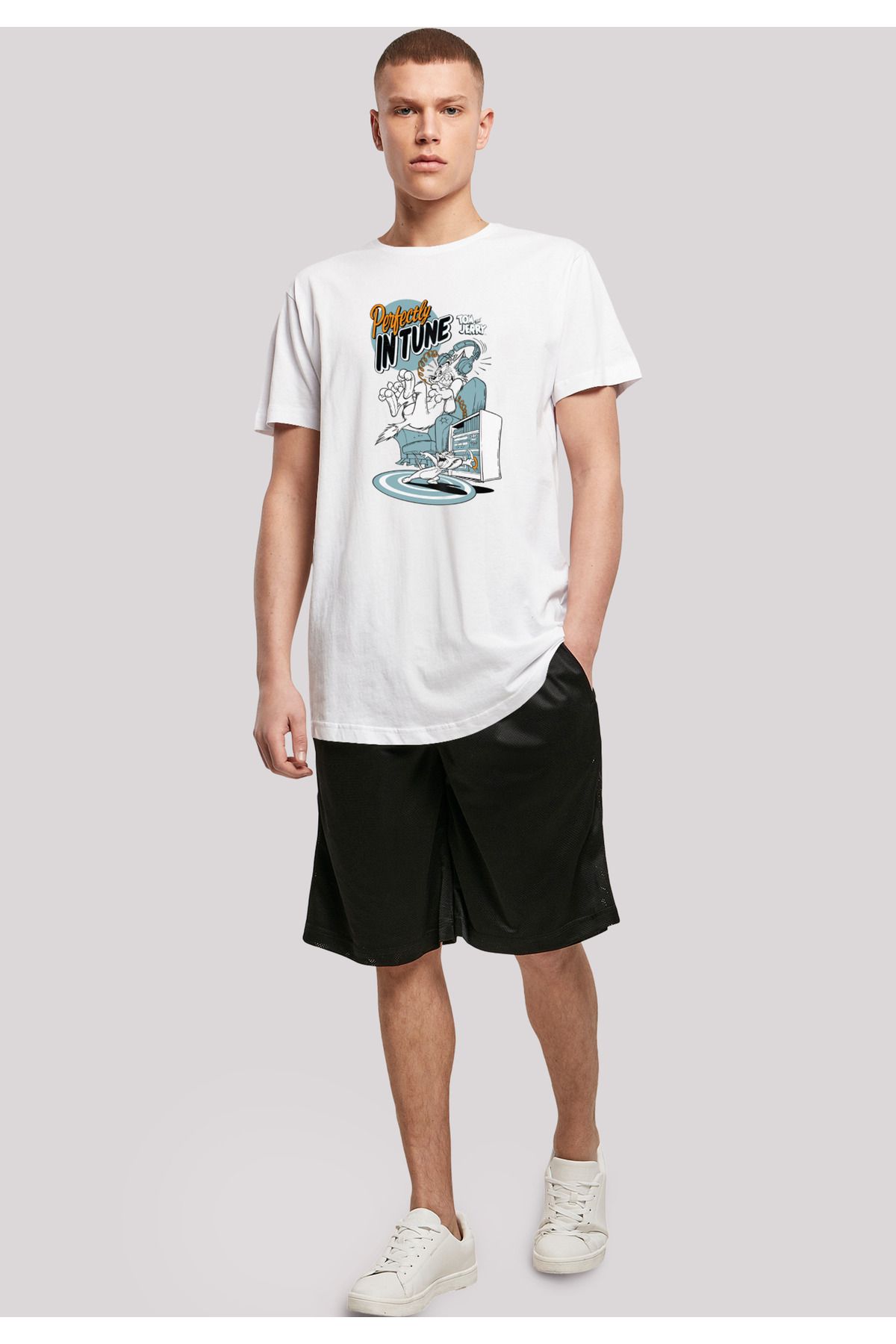 F4NT4STIC-Herren Tom And Jerry Perfectly In Tune And Tom And Jerry With Shaped Long Tee 4