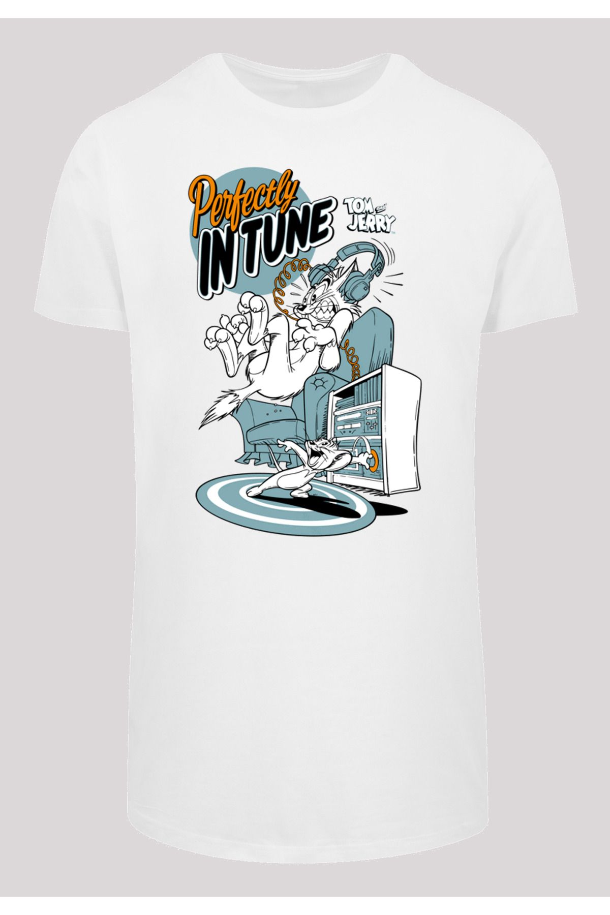 F4NT4STIC-Herren Tom And Jerry Perfectly In Tune And Tom And Jerry With Shaped Long Tee 1