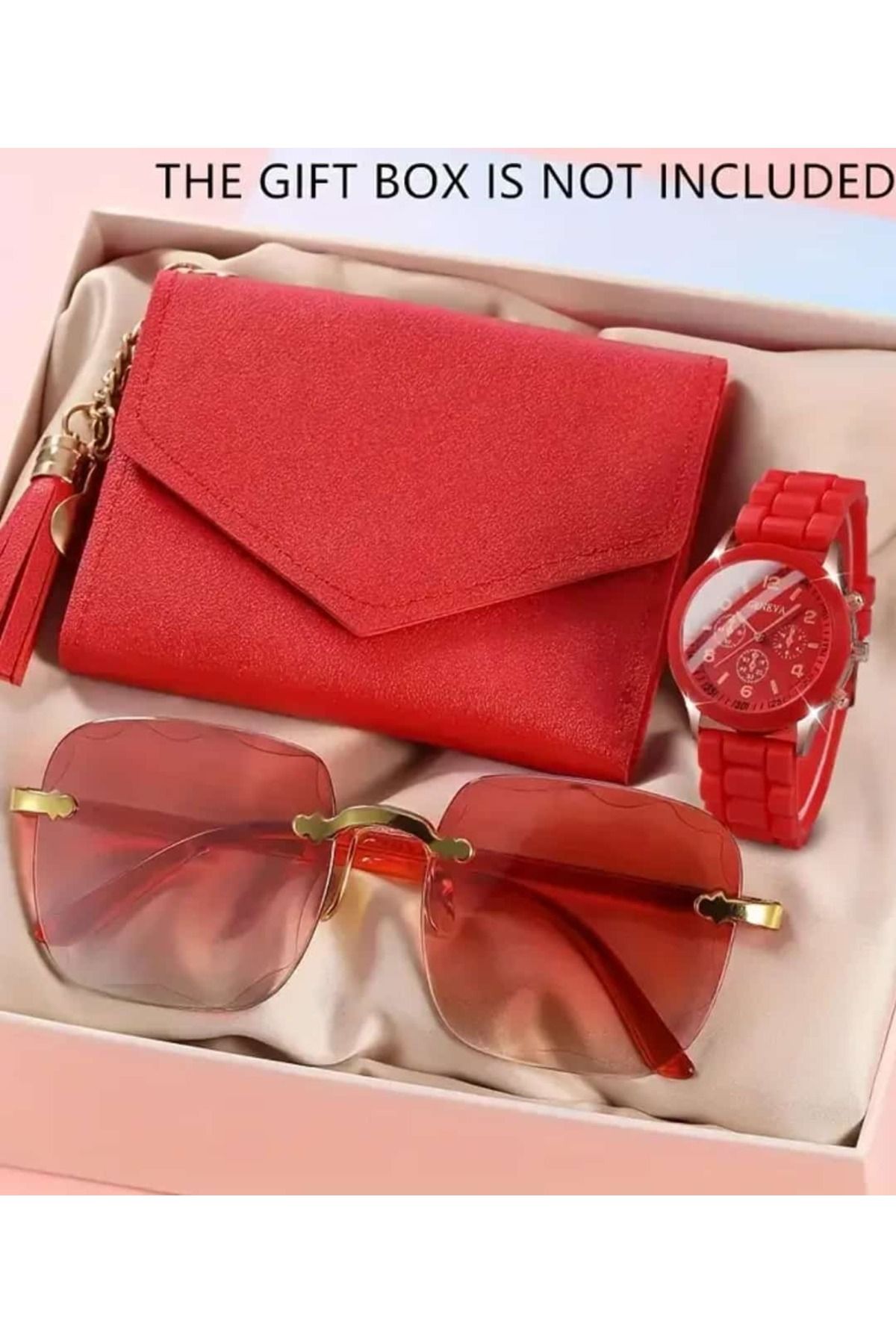 ÇEÇEN HOME 3 Parça Kadın Saat Cüzdan Gözlük Moda Kuvars Seti