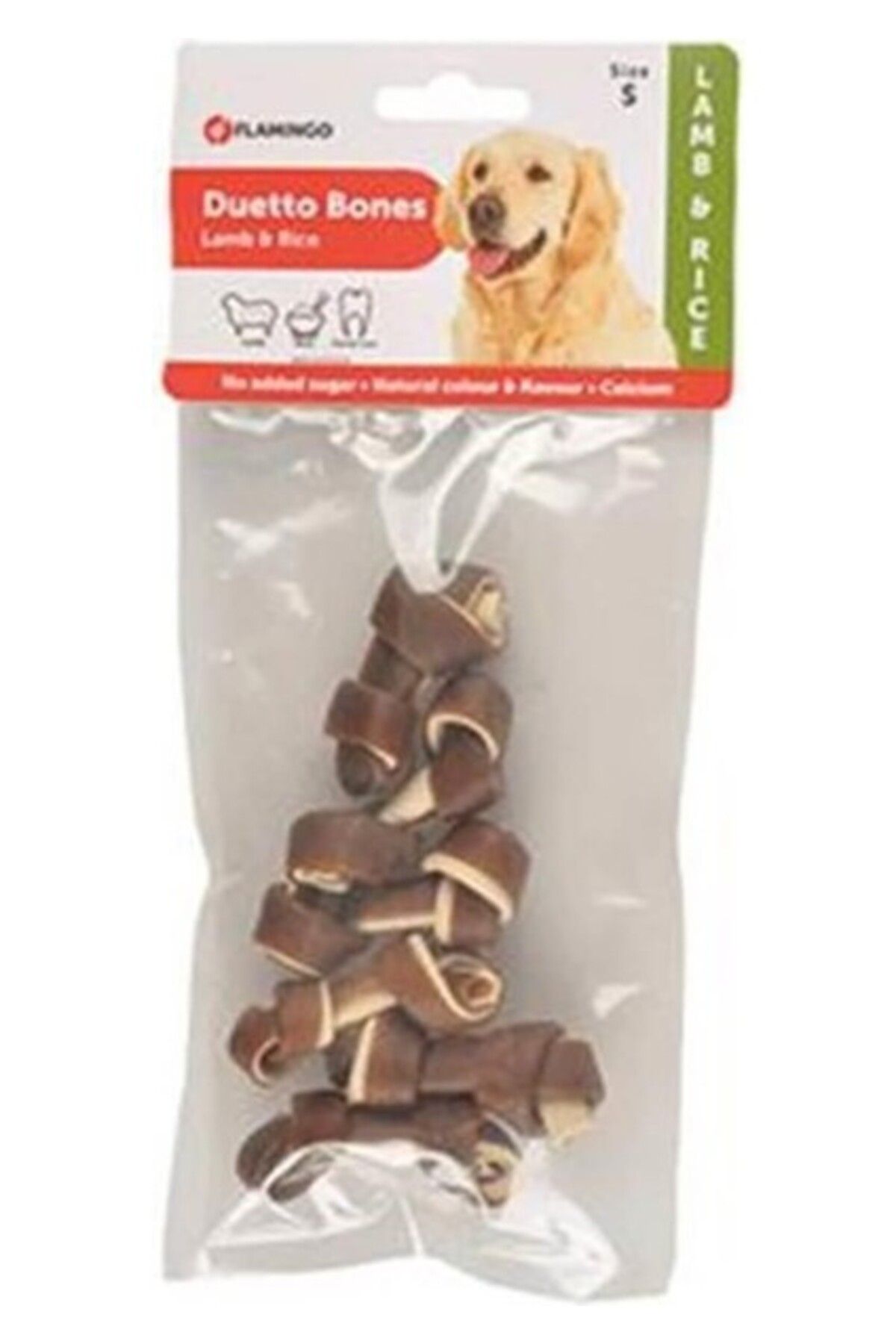Orqinel Flamingo Duetto Kuzu Ve Pirinçli Düğümlü Köpek Çiğneme Kemiği S 90 gr 6 lı