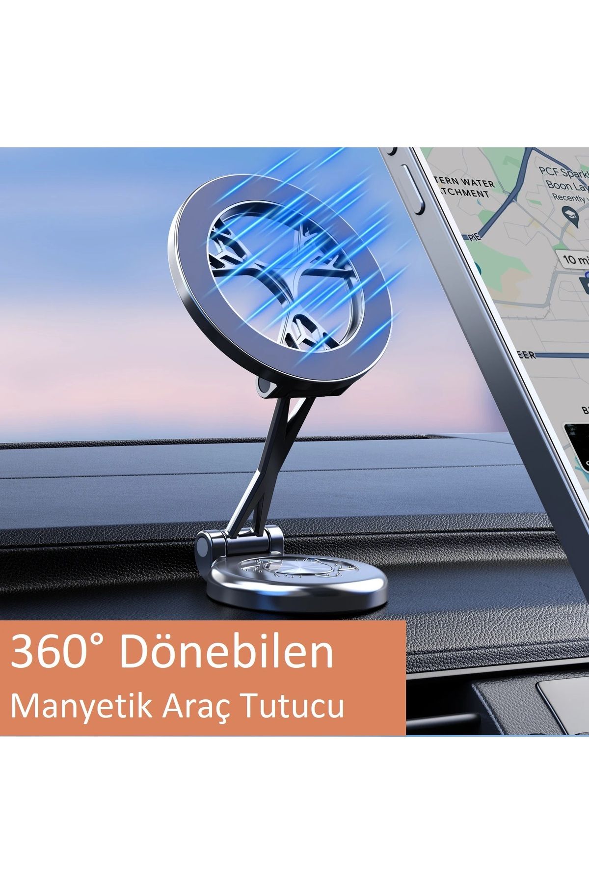 MMPSHOP Tüm Modellere Uyumlu 360 Dönebilen Magsafe Araç içi Telefon Tutucu