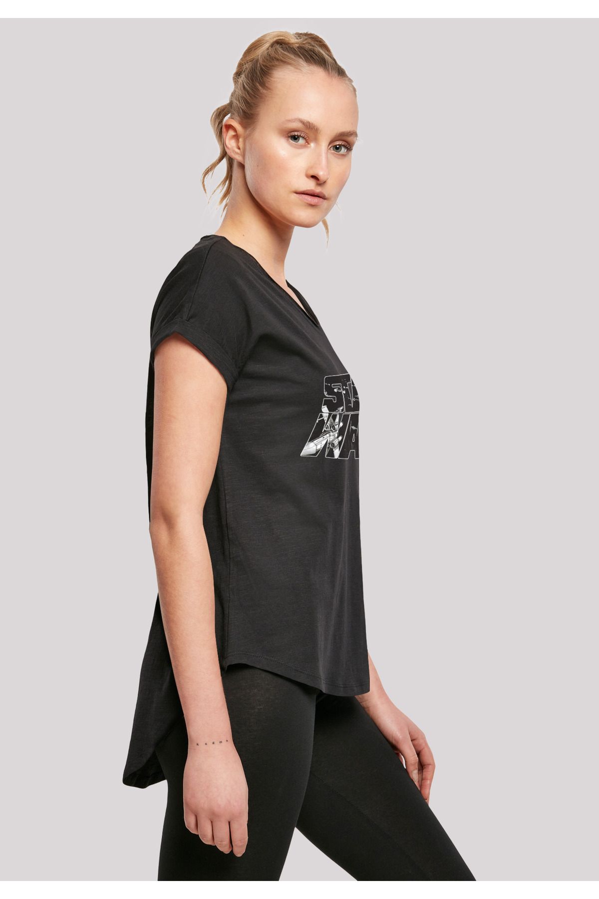 F4NT4STIC-Damen Star Wars Logo Space Sketch mit Ladies Long Slub T-Shirt 6