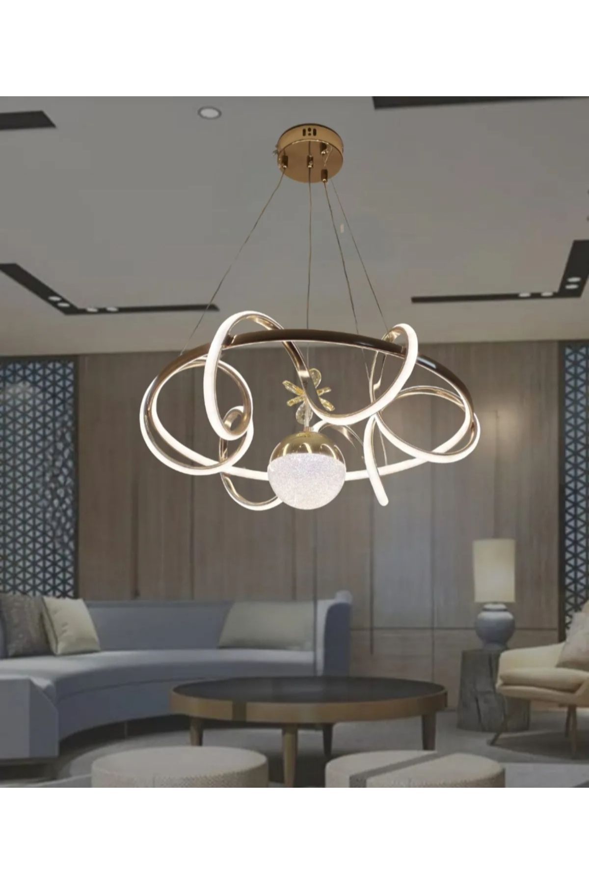 Home Kuzey Gold Modern Sarkıt Led Ultra 3 Renk Avize