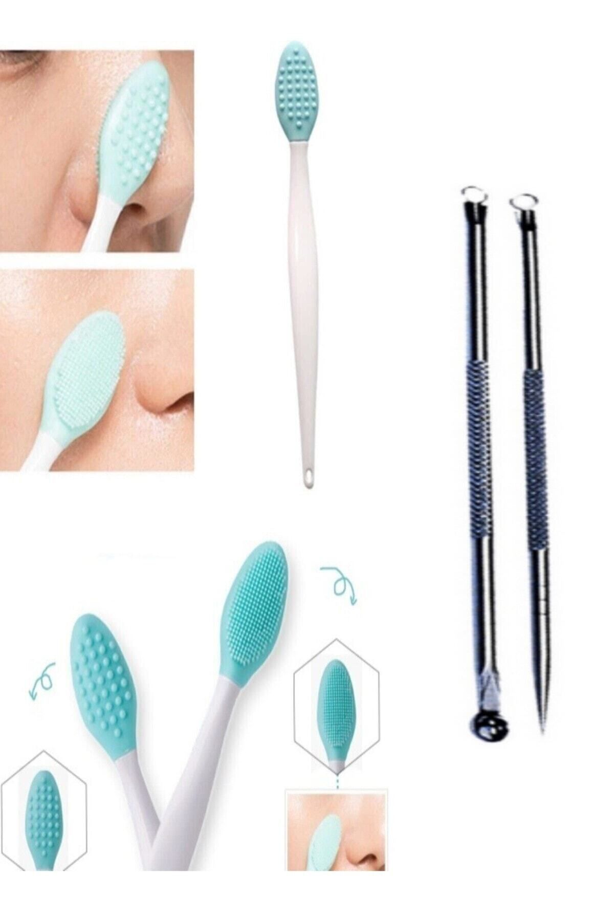 KAİZEN 2li set Burun Siyah Nokta Cilt & Yüz Temizleyici Temizleme Fırça Dudak Peeling & Ve 2'li Komedon