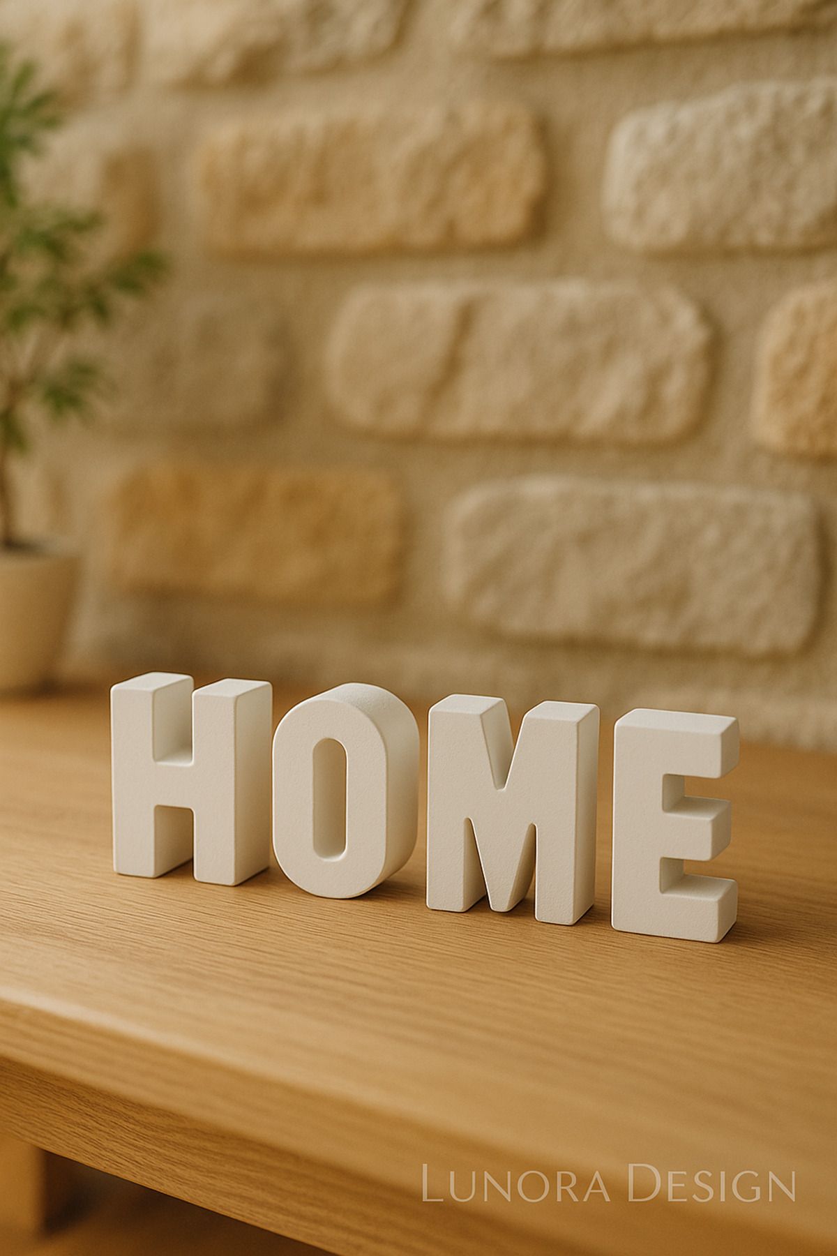 Lunora Design “HOME” Harf Objeli 4’lü Mini Dekor Set – Beyaz El Yapımı