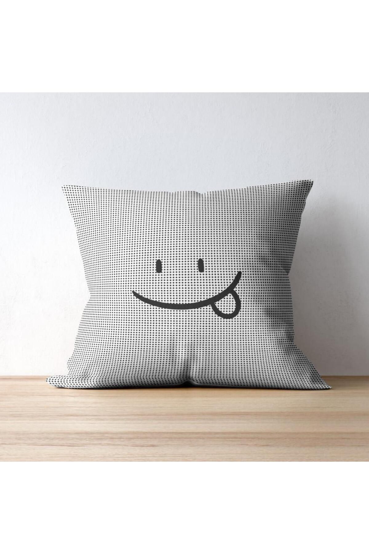 GMhome 4'lü Emoji Desenli Kırlent Kılıfı Seti - Siyah Beyaz Dijital Baskı, Eğlenceli Modern Tasarım 43 x 43