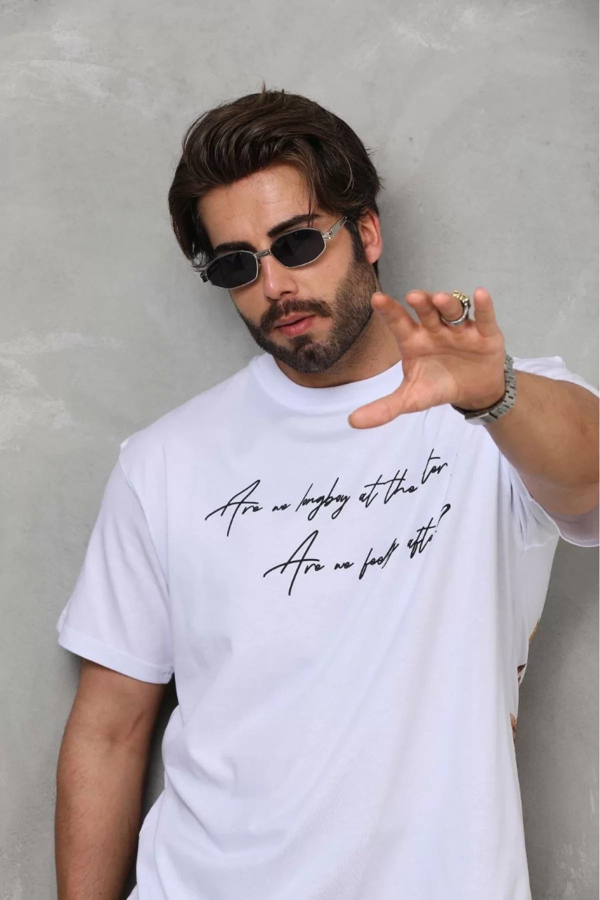 İndigo Park Erkek tişört Unisex Bisiklet Yaka Tişört Baskılı Oversize T-Shirt