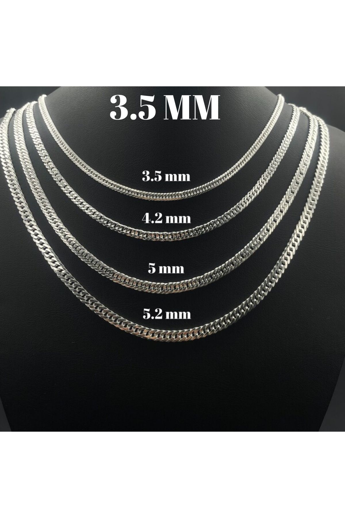 Parlak Gümüş 925 Ayar Düz Gurmet Erkek Zincir Kolye - 5 mm Gurmet Gümüş Kolye