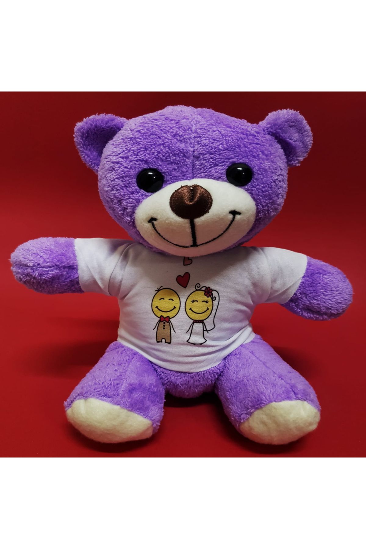 Epilons Aşık Çiftler Tişörtlü Mor Peluş Ayıcık