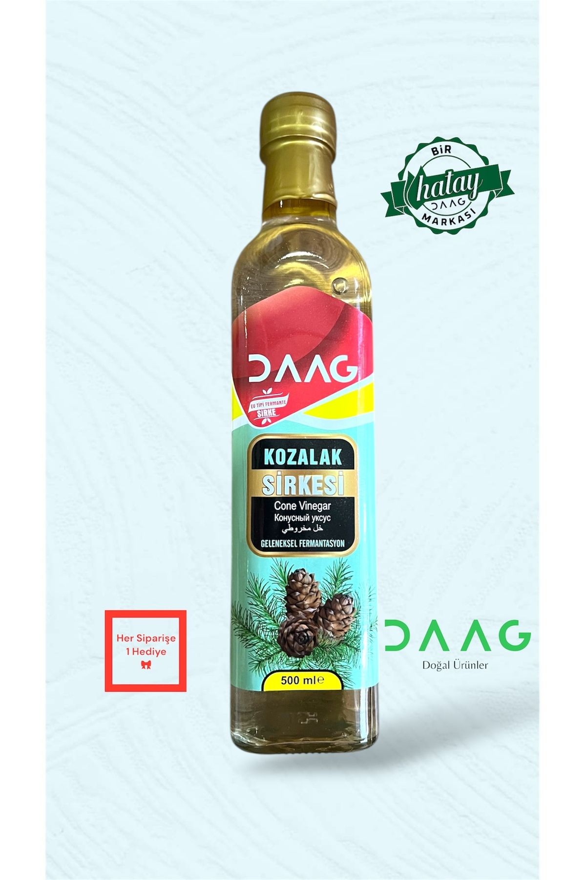daag Hatay Yöresinden Organik Doğal Kozalak Sirkesi 500 Ml