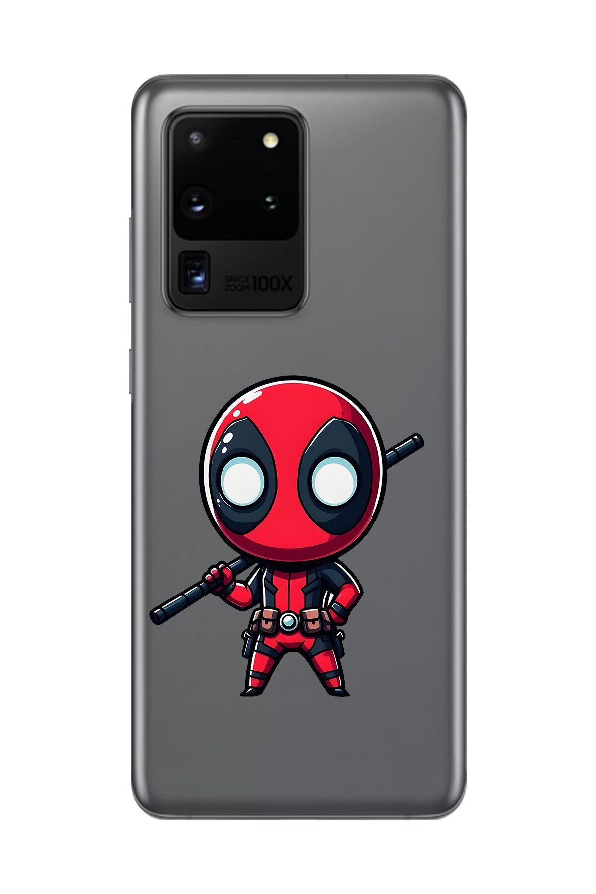 Dali Design Galaxy S20 Ultra Uyumlu Şeffaf Kılıf Chibi Deadpool 8 Tasarımlı