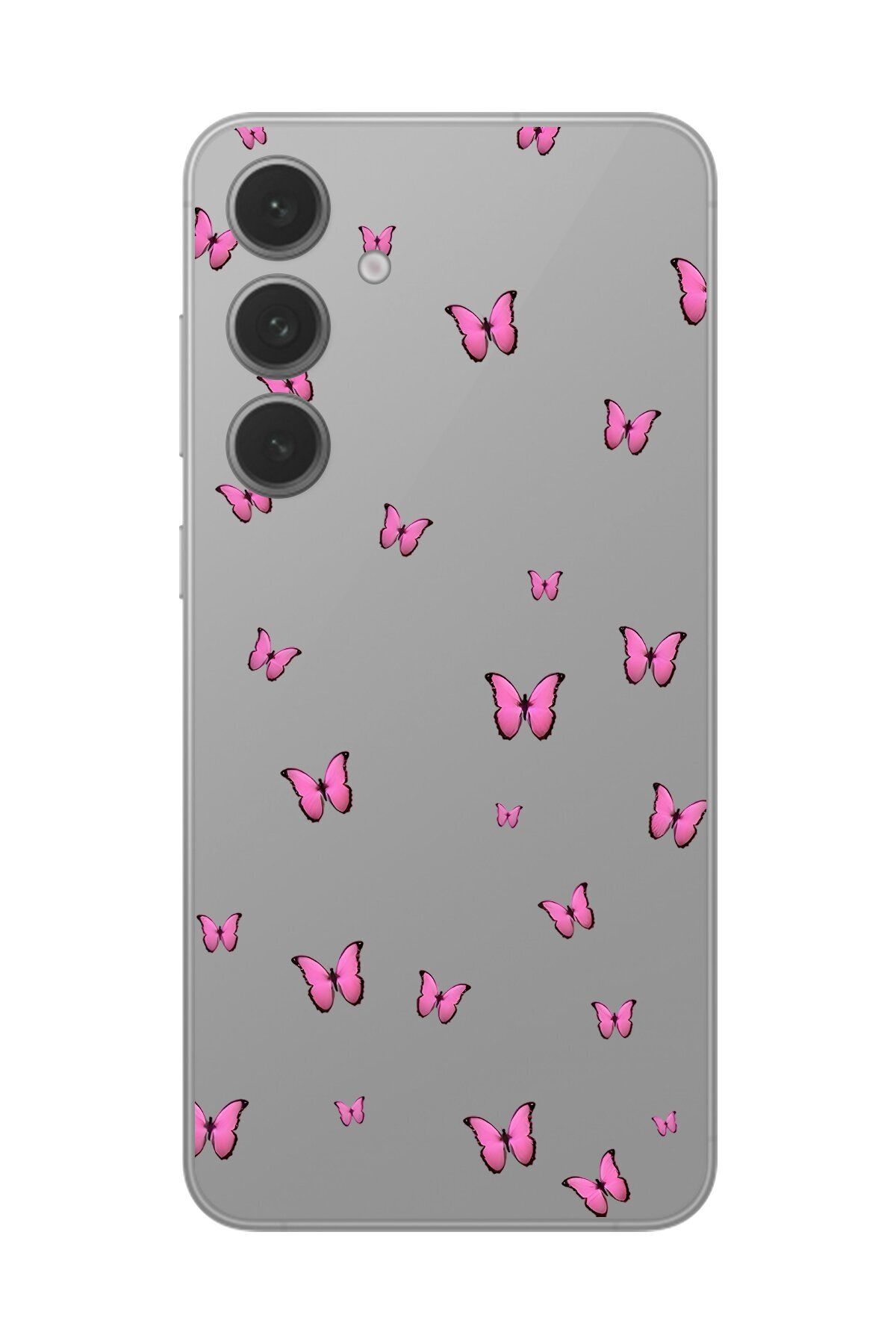 Dali Design Samsung Galaxy S24+ Uyumlu Şeffaf Kılıf Şeffaf Şeffaf Kelebek 2 Tasarımlı