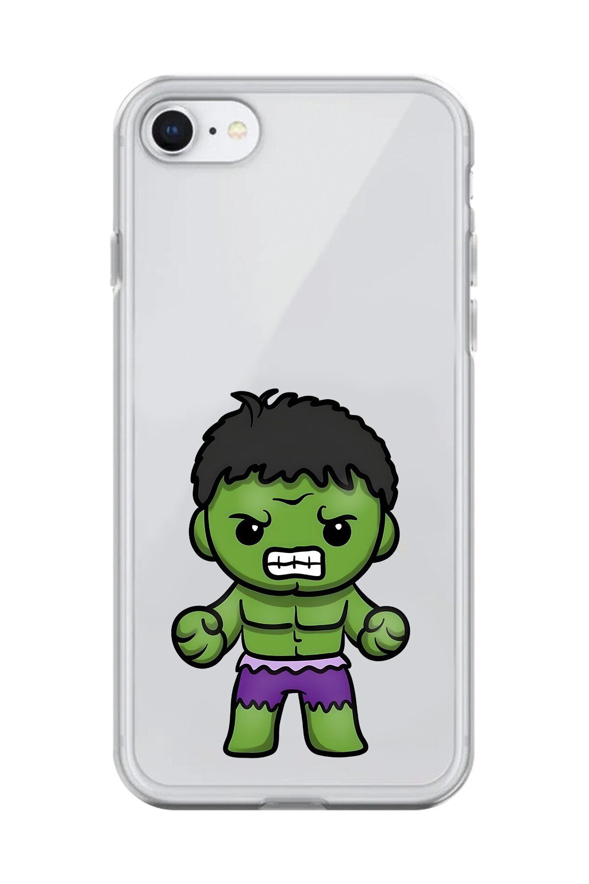 Dali Design iPhone 7 Uyumlu Şeffaf Kılıf Chibi Hulk 3 Tasarımlı
