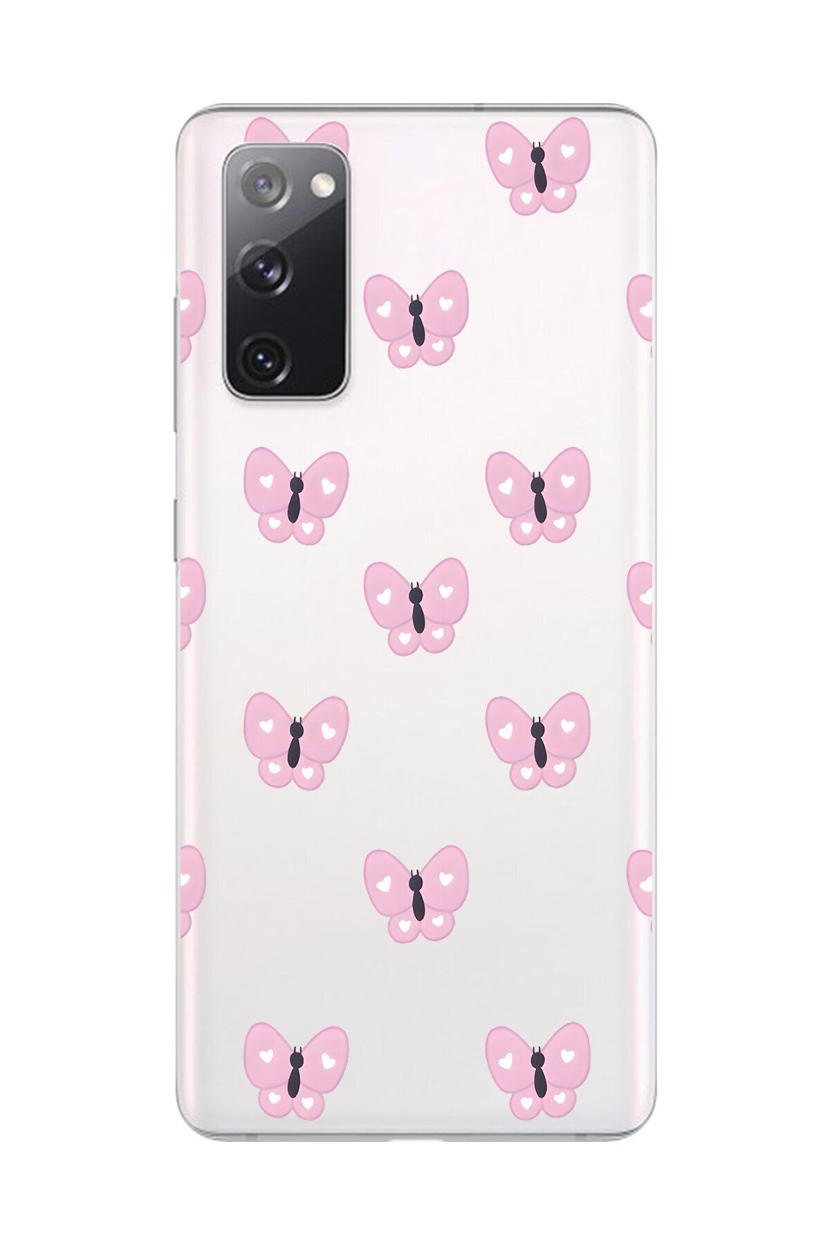 Dali Design Galaxy S20 FE Uyumlu Şeffaf Kılıf Şeffaf Şeffaf Kelebek 1 Tasarımlı