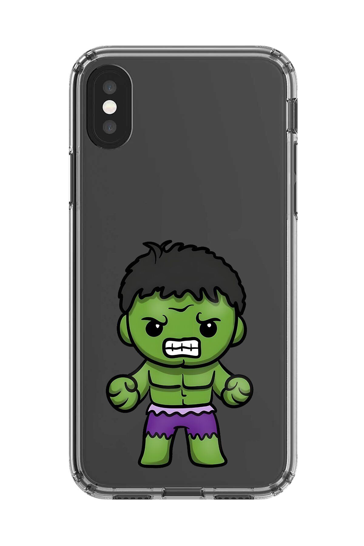 Dali Design iPhone XS Max Uyumlu Şeffaf Kılıf Chibi Hulk 3 Tasarımlı