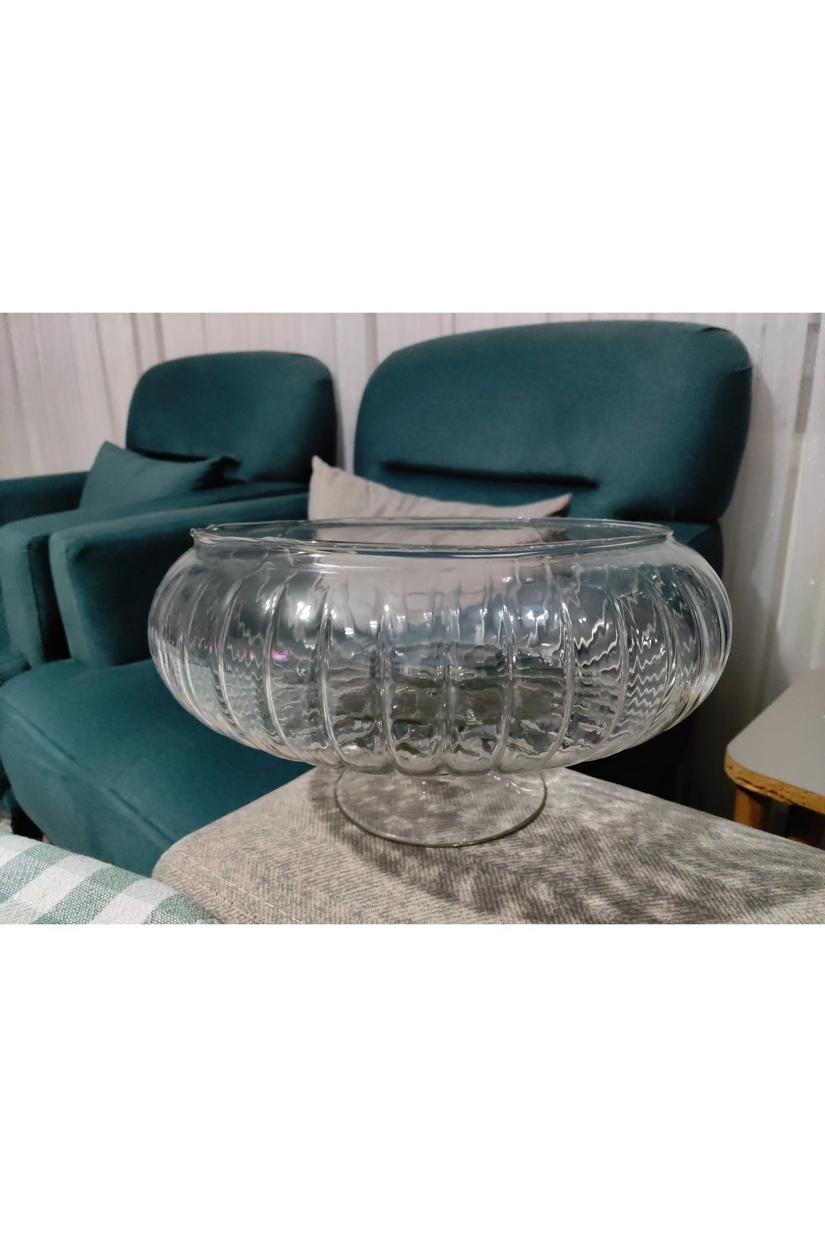 ORTAKÖY CENNETİ El Yapımı Cam Ayaklı Linea Sunum 24 Cm