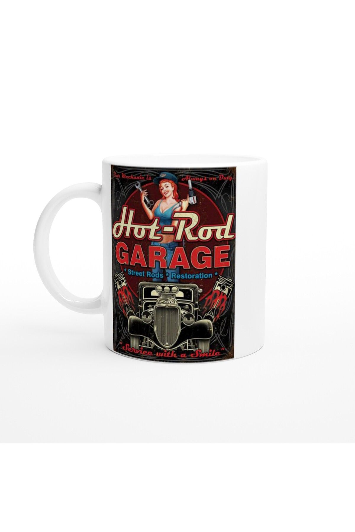 Wisdom Rain Hot-Rod Mekanik Temalı Retro Kupa Bardak