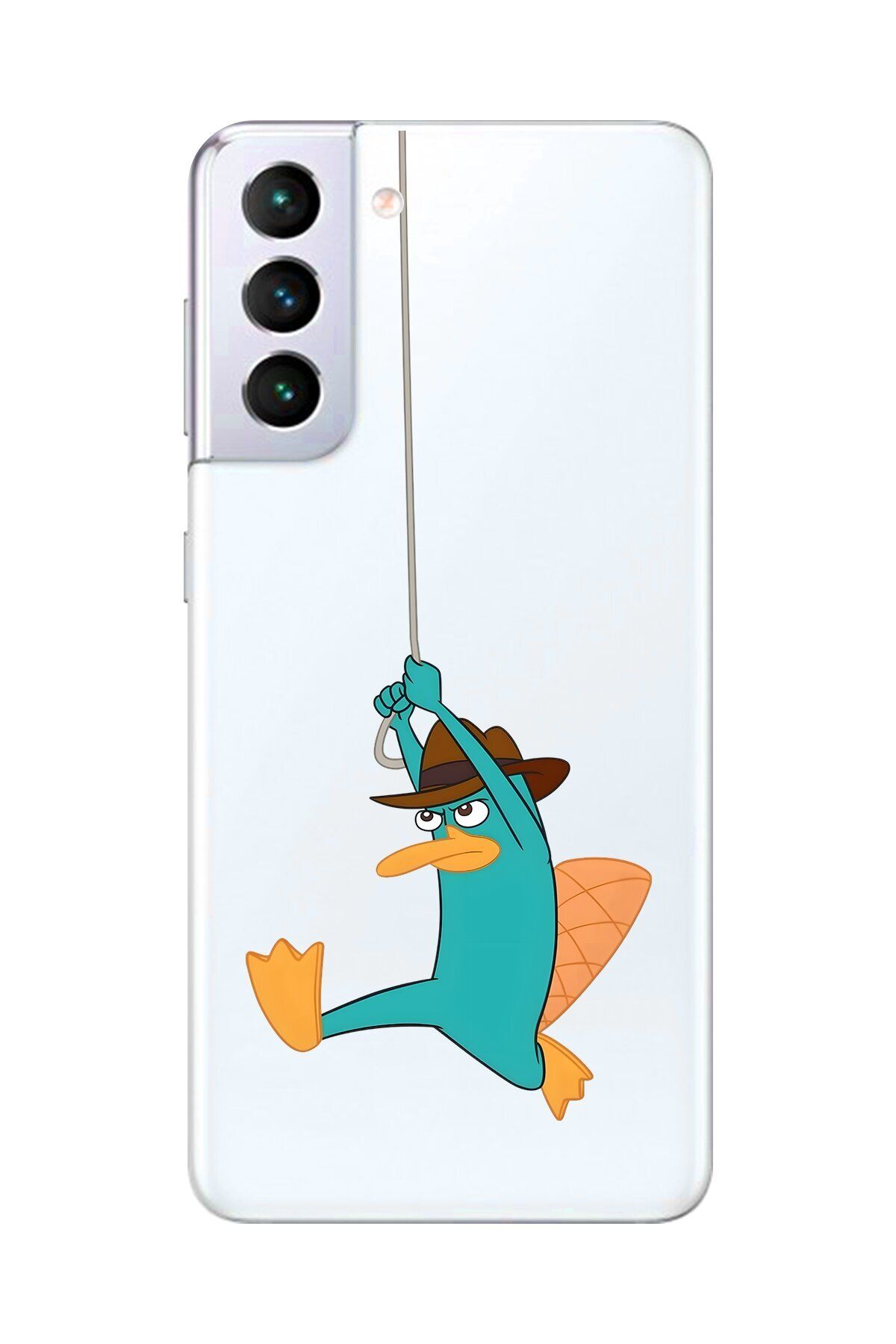 Dali Design Galaxy S21+ Uyumlu Şeffaf Kılıf Cartoon Ornitorenk Perry 11 Tasarımlı