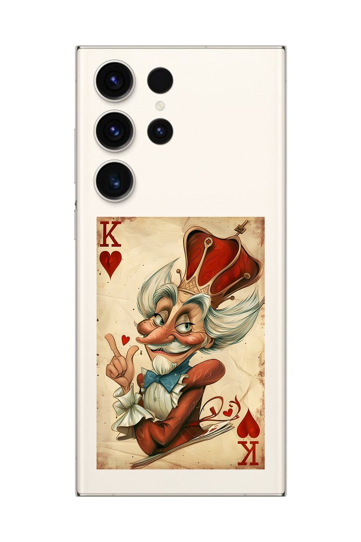 Dali Design Galaxy S23 Ultra Uyumlu Şeffaf Kılıf Kartlar King 4 Tasarım