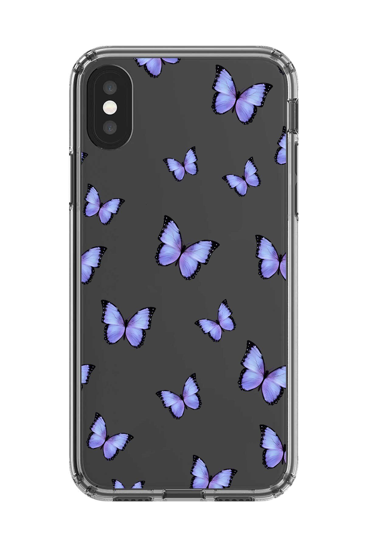 Dali Design iPhone X Uyumlu Şeffaf Kılıf Şeffaf Şeffaf Kelebek 3 Tasarımlı