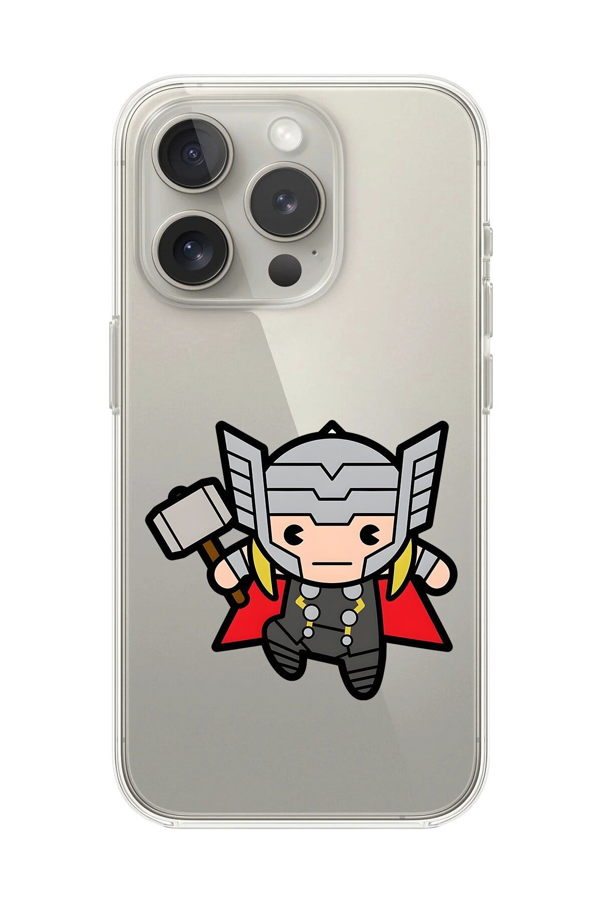 Dali Design iPhone 12 Pro Uyumlu Şeffaf Kılıf Chibi Thor 5 Tasarımlı
