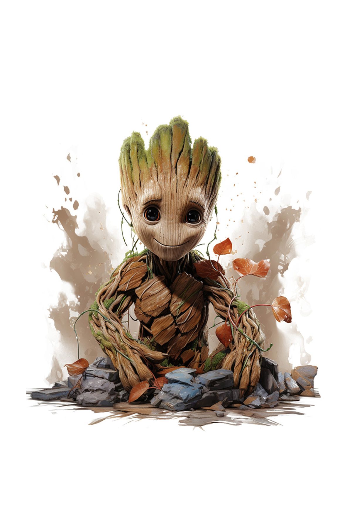 StoryGift Romania-Sticker With Groot, Leaves, Stones, Guardians Of The Galaxy, Character, Marvel, With Borders A 1