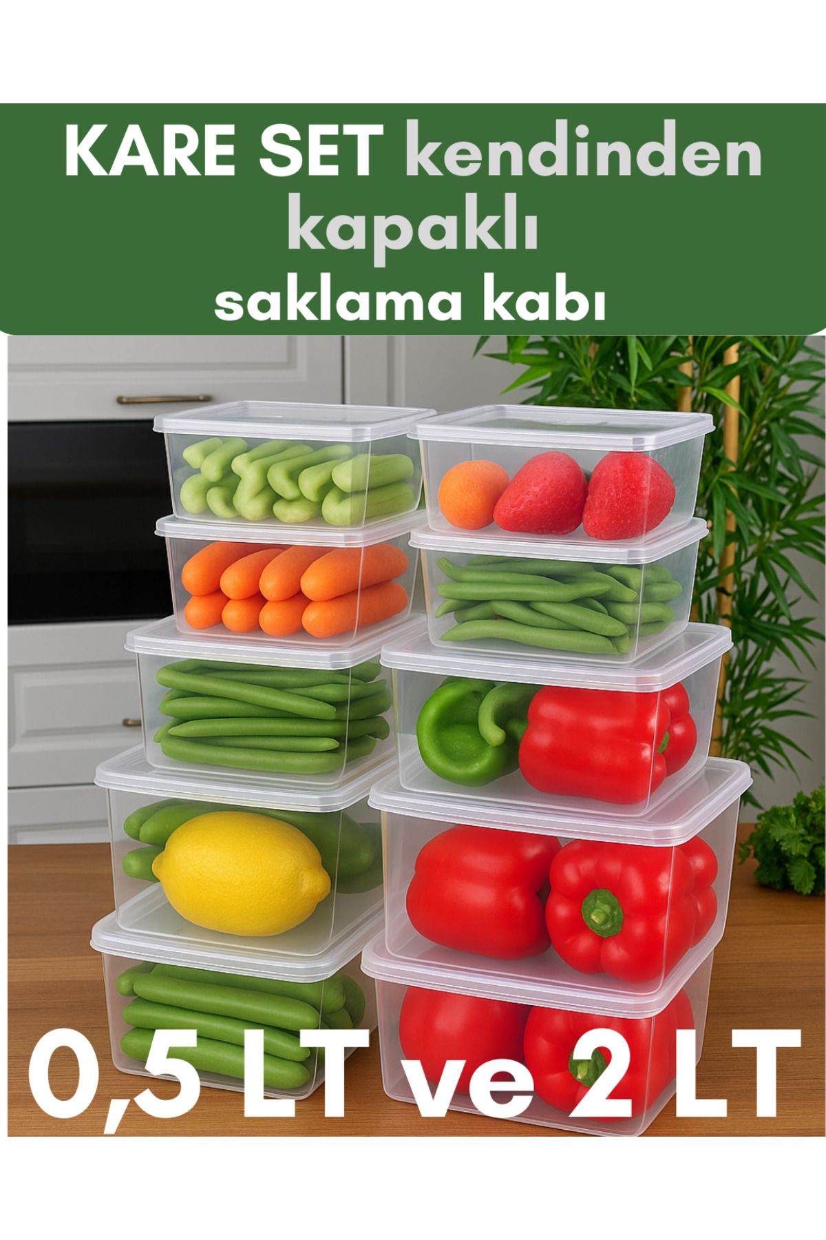 ALPY E TRADE 20’li Kare Saklama Kabı Seti❄️ (10x500ml + 10x2000ml) – Dondurucu uyumlu, kapaklı, pratik!