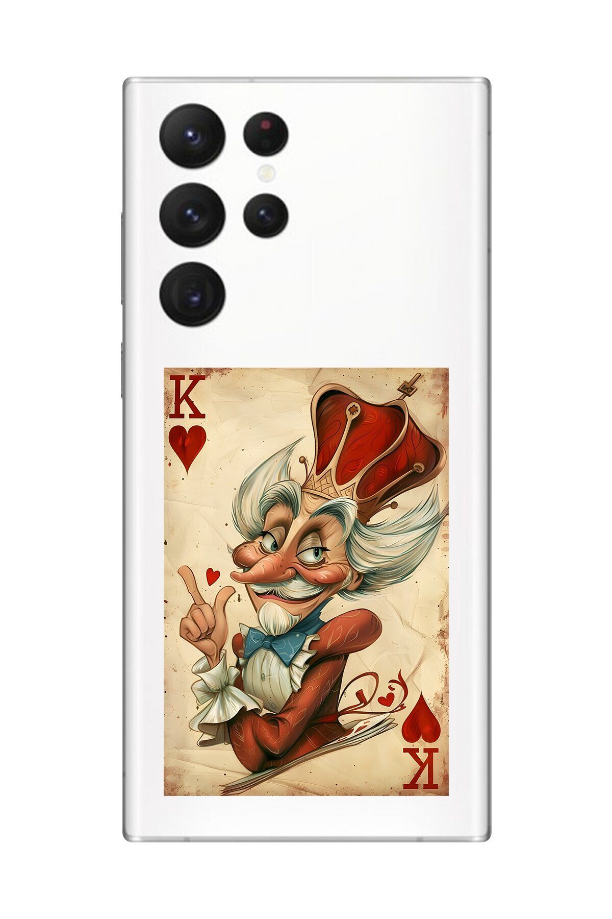 Dali Design Samsung Galaxy S22 Ultra Uyumlu Şeffaf Kılıf Kartlar King 4 Tasarımlı