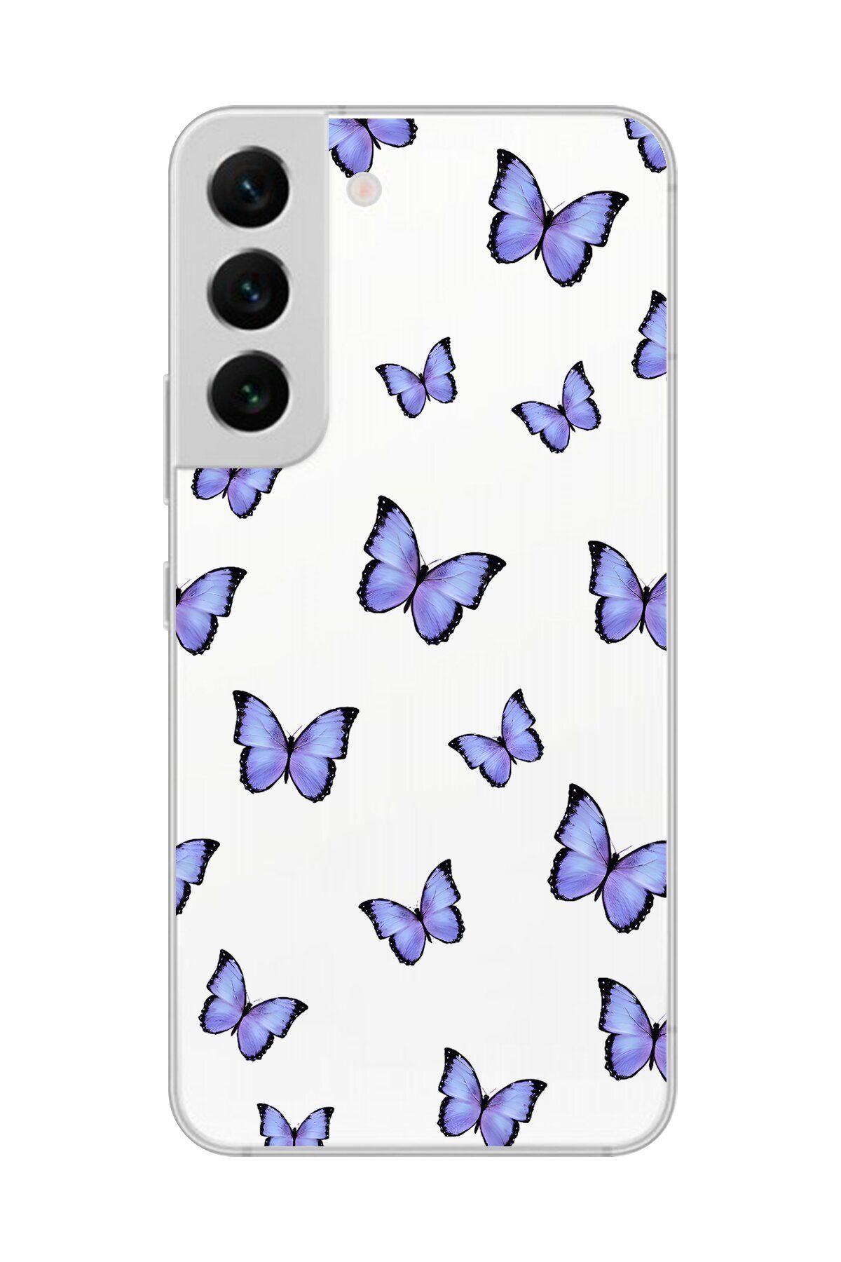 Dali Design Galaxy S22+ Uyumlu Şeffaf Kılıf Şeffaf Şeffaf Kelebek 3 Tasarımlı