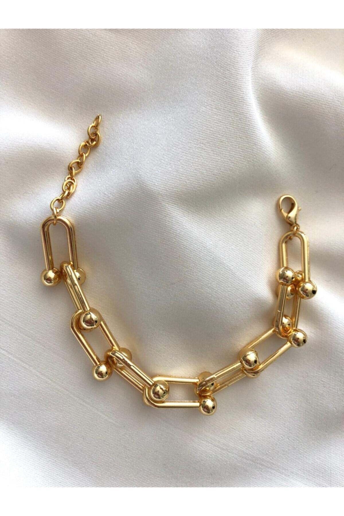 YümanınYumağı Kadın Premium Kalite Blanca Tifany Gold Zincir Bileklik