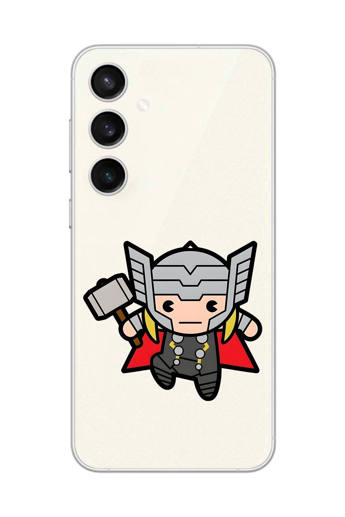 Dali Design Samsung Galaxy S23+ Uyumlu Şeffaf Kılıf Chibi Thor 5 Tasarımlı
