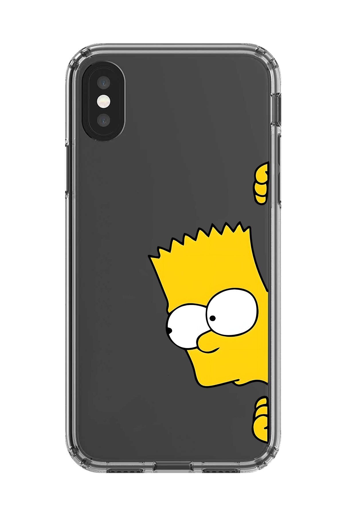 Dali Design iPhone XS Uyumlu Şeffaf Kılıf Cartoon Bart Simpson 16 Tasarımlı