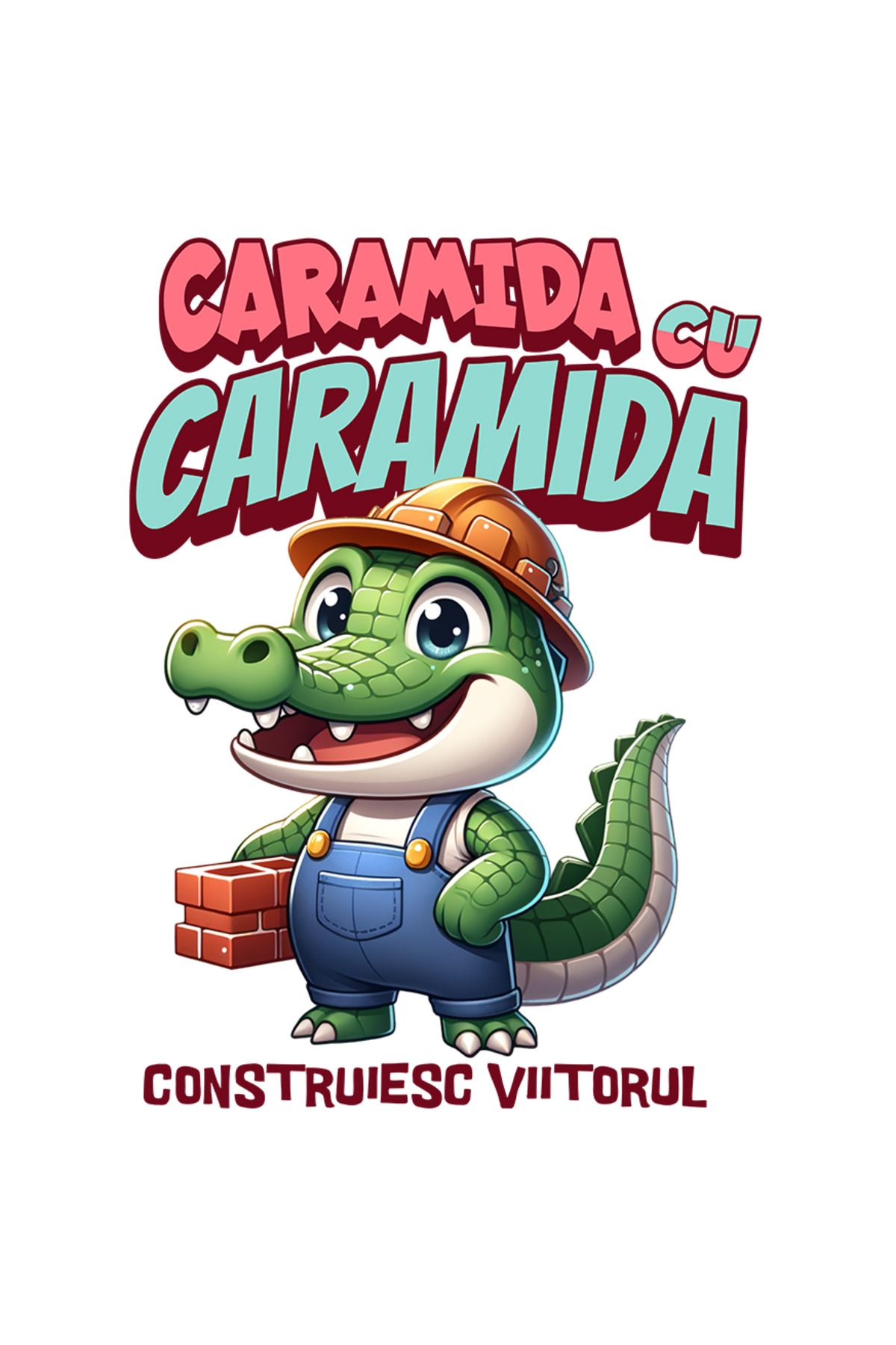 StoryGift Romania Sticker Eticheta 40cm Adeziv Mesaj Caramida Cu Caramida, Construiesc Viitorul Crocodil Muncito - One Size